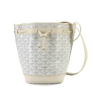 Goyard Petit Flot PM Bucket Shoulder Handbag, Leather, White